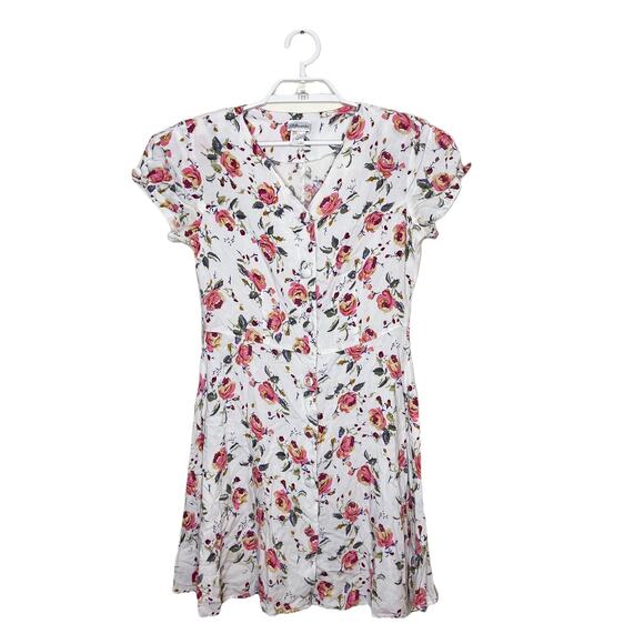 Vtg Women's Light Floral Rose Button Up Dress 90s Cottage Romantic Coquette-‎ 10 - Picture 1 of 9